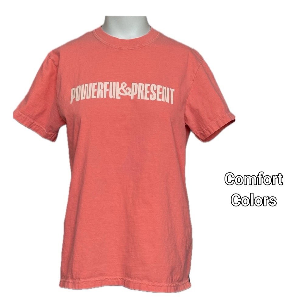 Comfort Colors Coral Tee with Bold Text